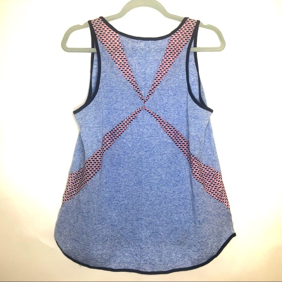 PLEIONY sleeveless tank top blue with blocks of polka dots M - Picture 2 of 10